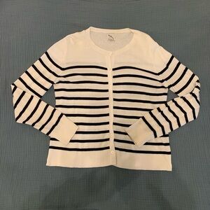 Black and White Striped Cardigan